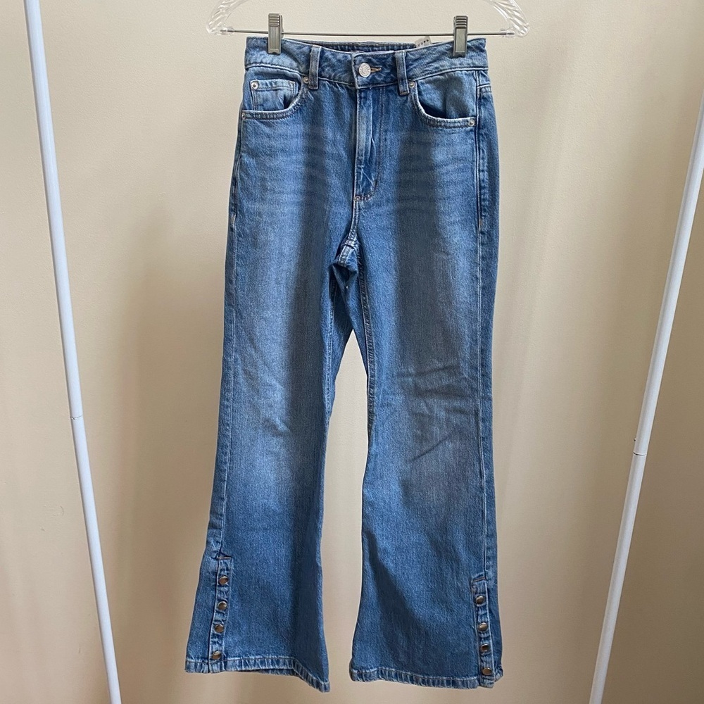 Garage denim flare jeans side snap bootcut medium wash Sz 0/24